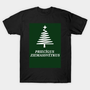 Priecīgus ziemassvētkus latviski latviešu valoda T-Shirt